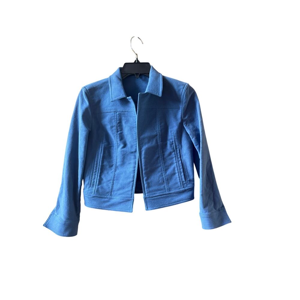 Theory Shrunken Jean Jacket Blue Moleskin Twill Size P/XS - Picture 3 of 9